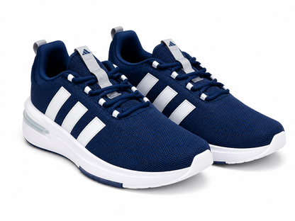 Zapatos deportivos de malla para hombre color azul marino con suela blanca talla 11.