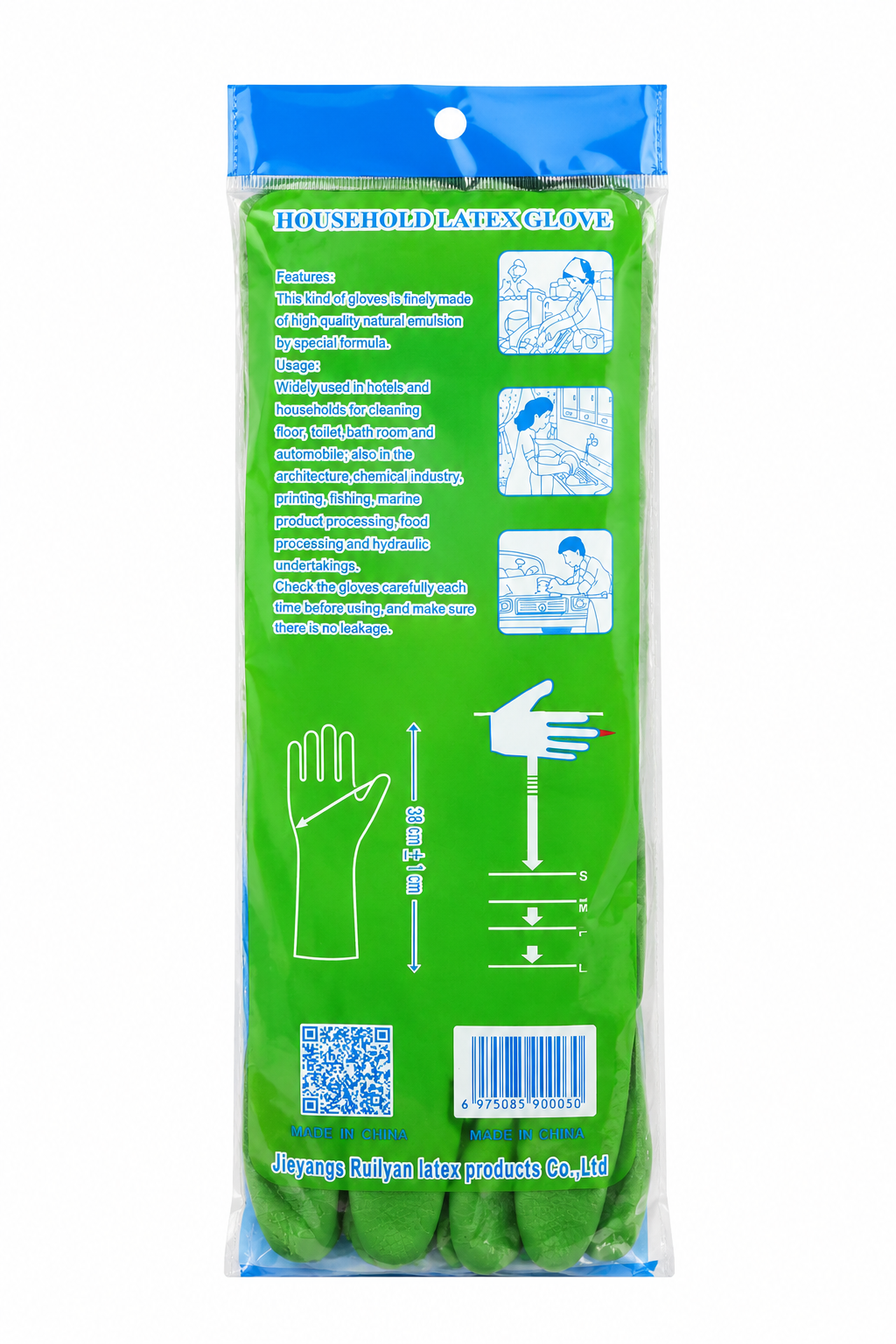 Guantes de Látex Reutilizables para Limpieza del Hogar Color Verde.