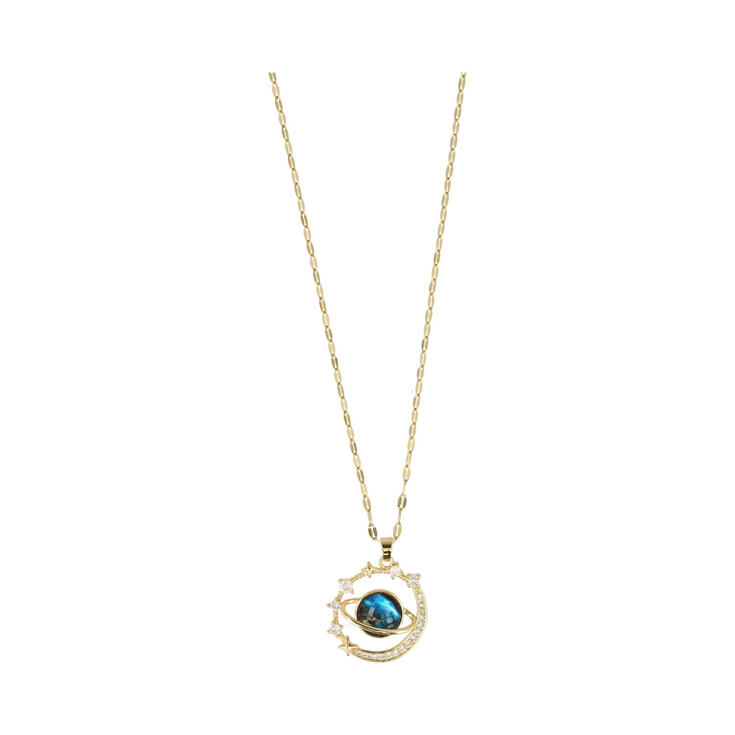 Collar color dorado, con dige de universo.