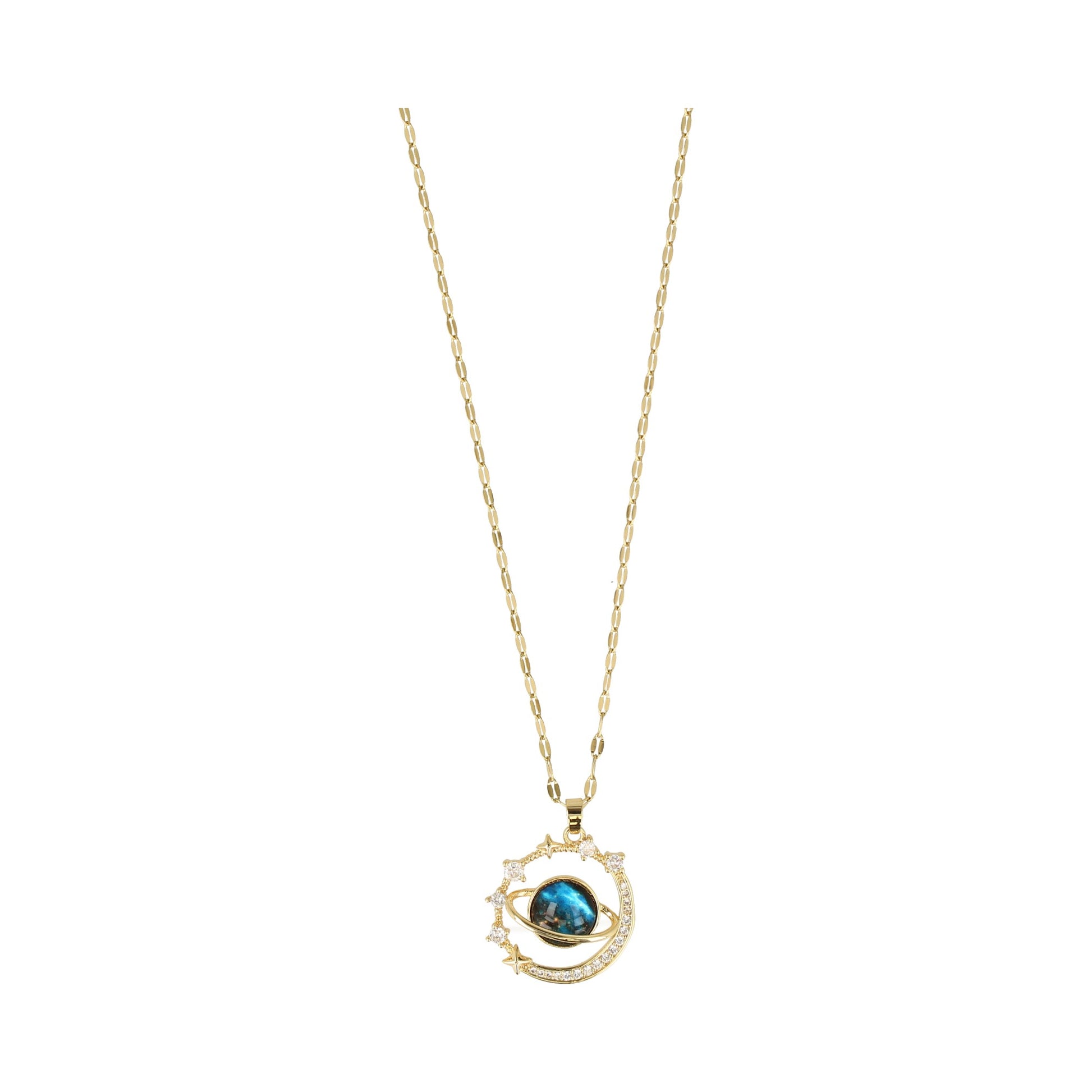 Collar color dorado, con dige de universo.