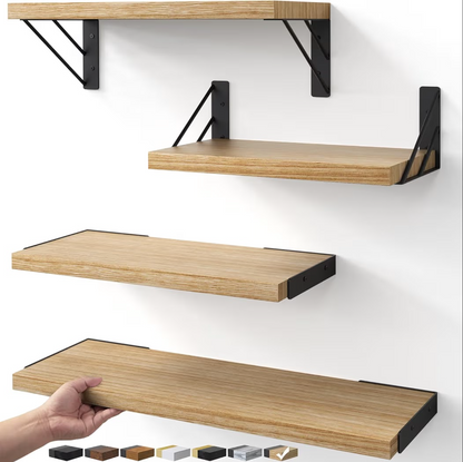 Estantes rústicos para la pared.