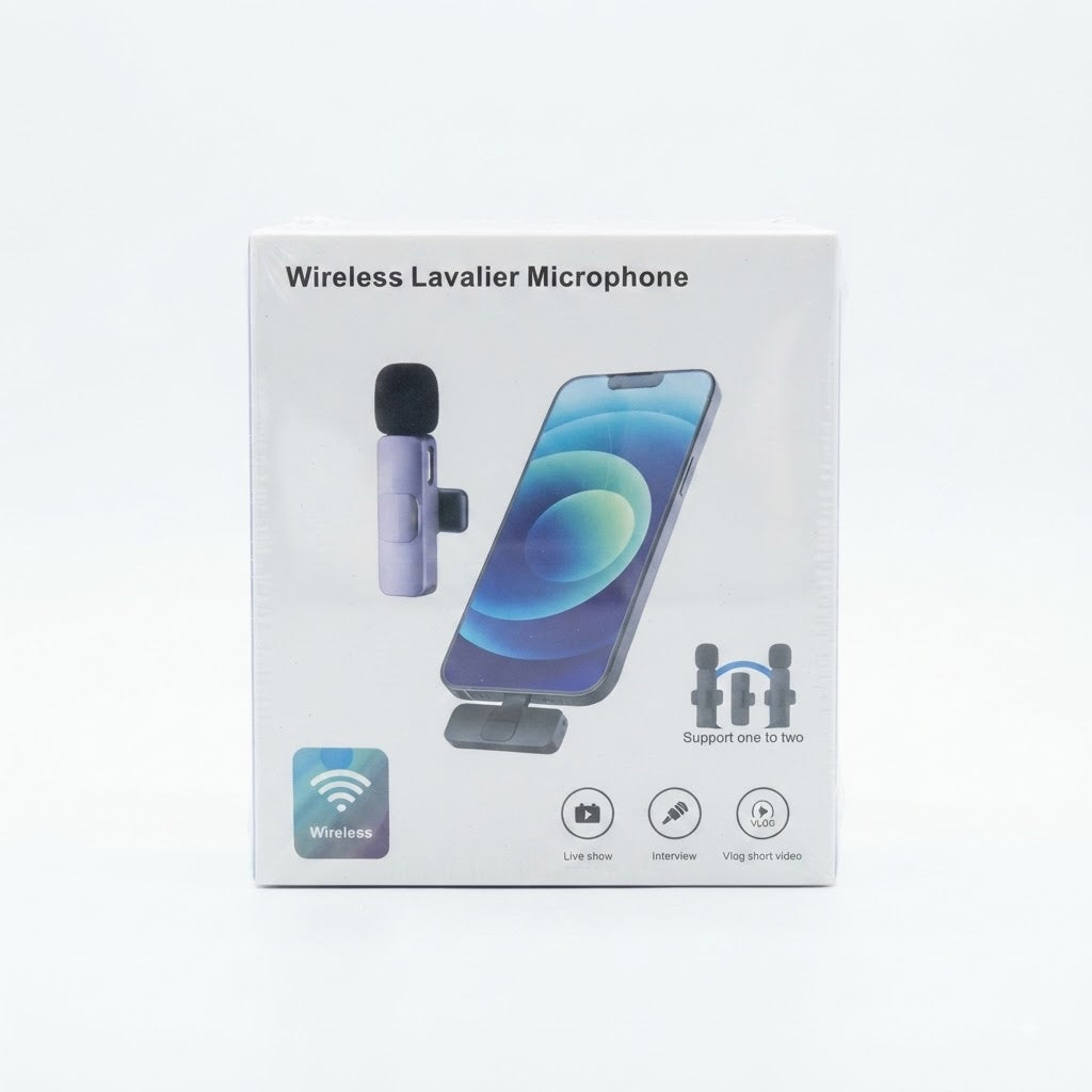 Micrófono de solapa lavalier inalámbrico.