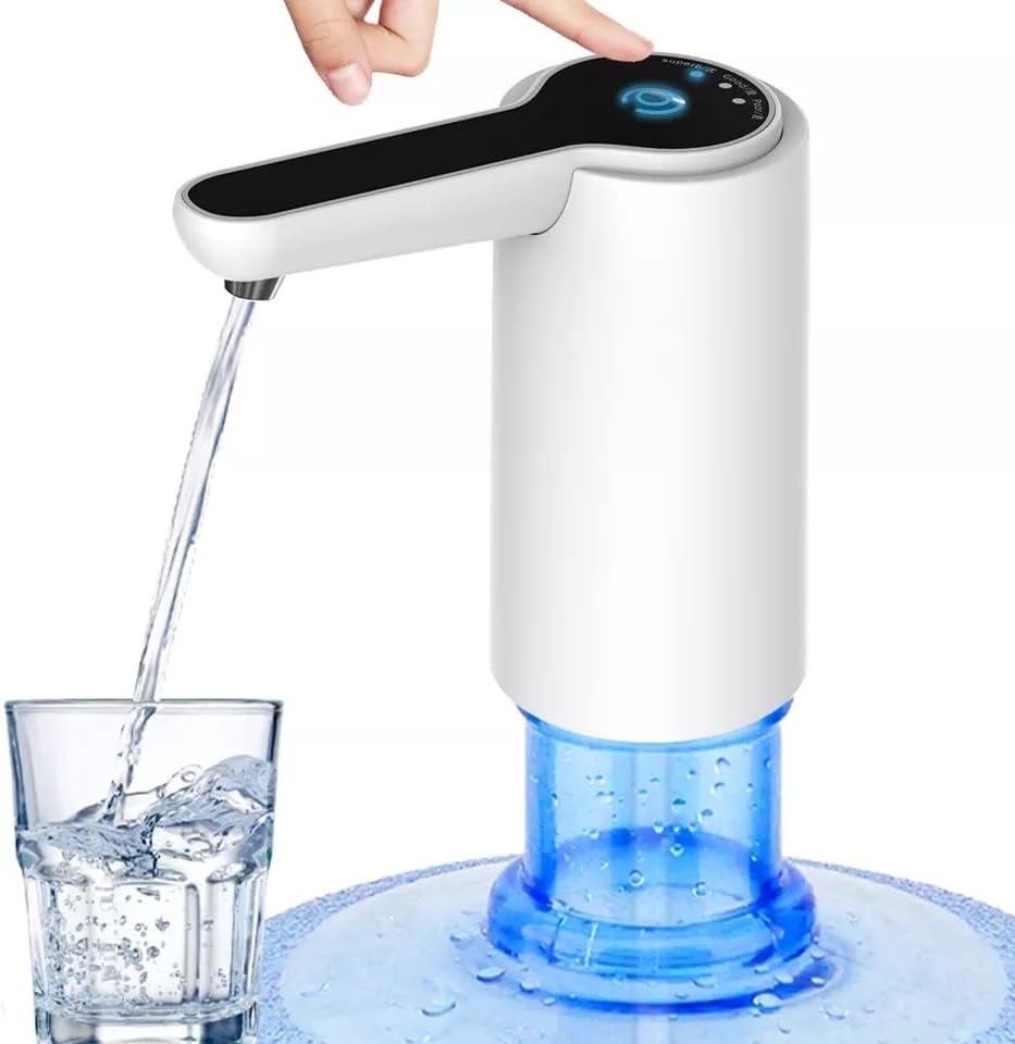 Dispensador de agua automático portátil cuenta con un diseño recargable por USB y es compatible con botellones estándar.
