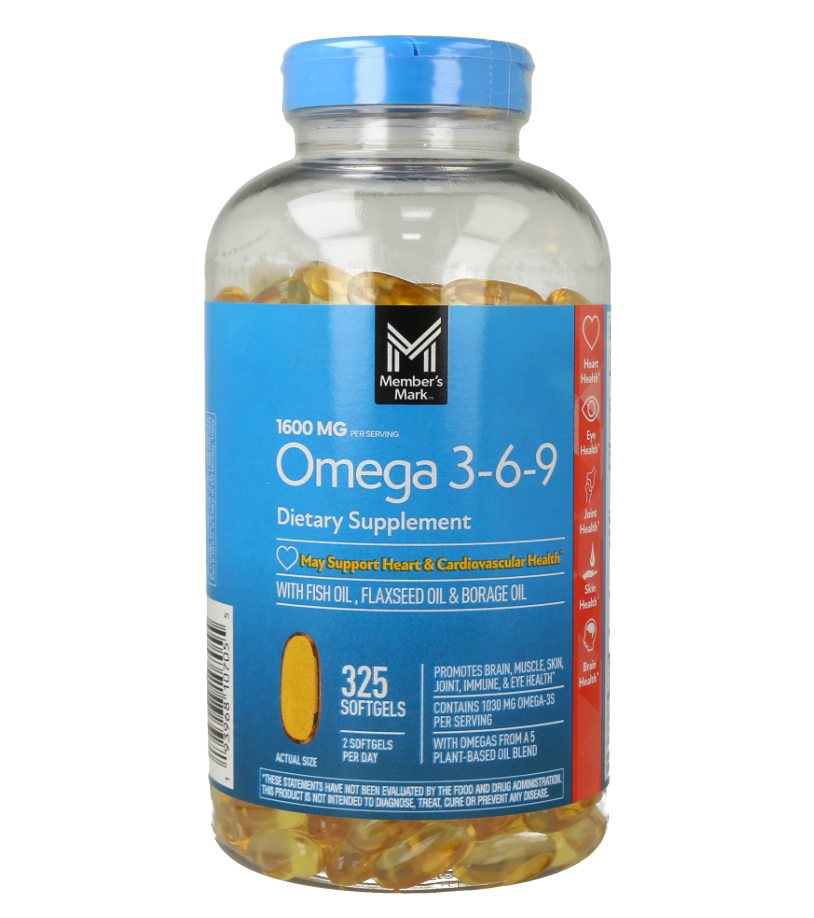 Cápsulas de aceite de pescado Member Mark Omega 369, 325 cápsulas