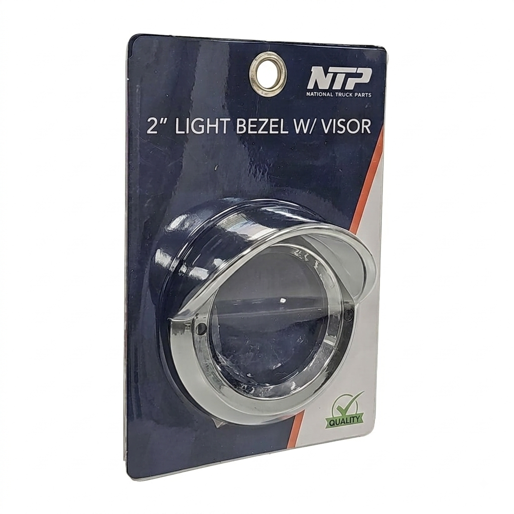 Bisel cromado de plástico de 2 pulgadas con visera para luces de camiones diseñado para decorar y proteger plafones o luces redondas.