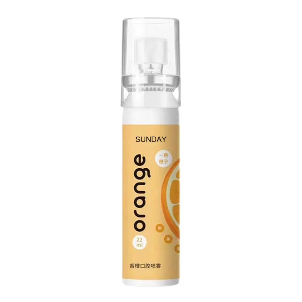 Spray bucal con sabor naranja.