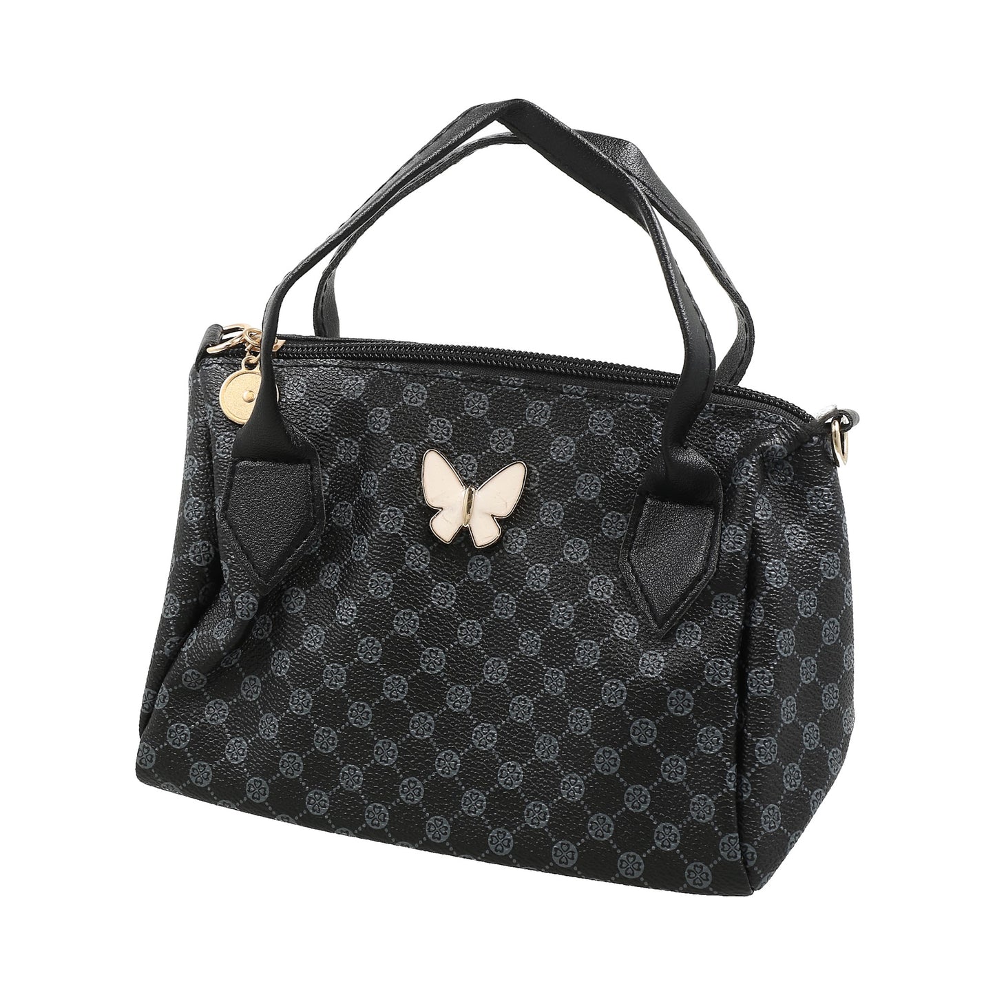 cartera para dama con mariposa incrustada color negro.