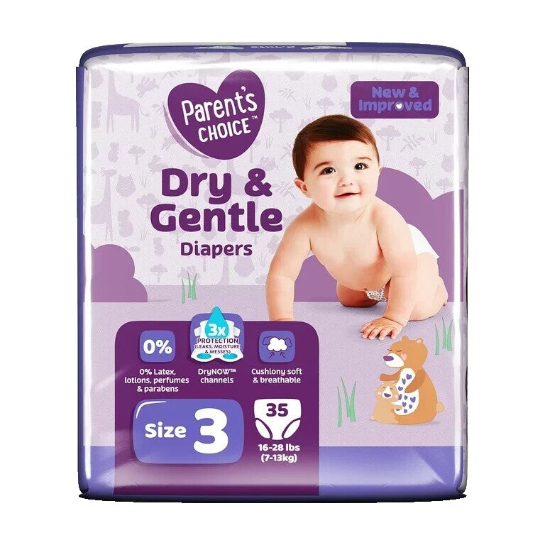 Pañales talla 3, diseñados para bebés de 16 a 28 libras.