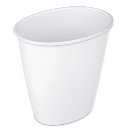 Papelera ovalada para tocador, blanca.