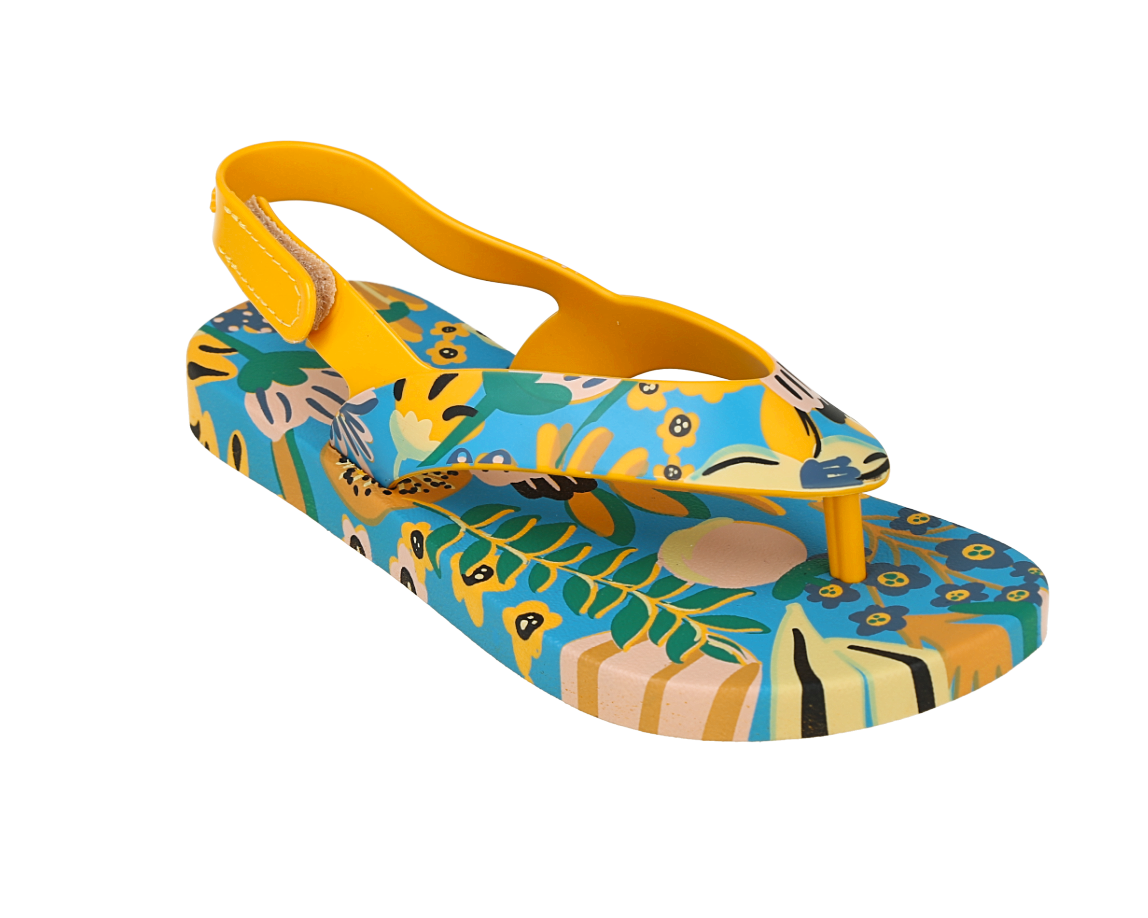 Sandalias con un diseño tropical colorido y cierre de velcro, size 30 niños.