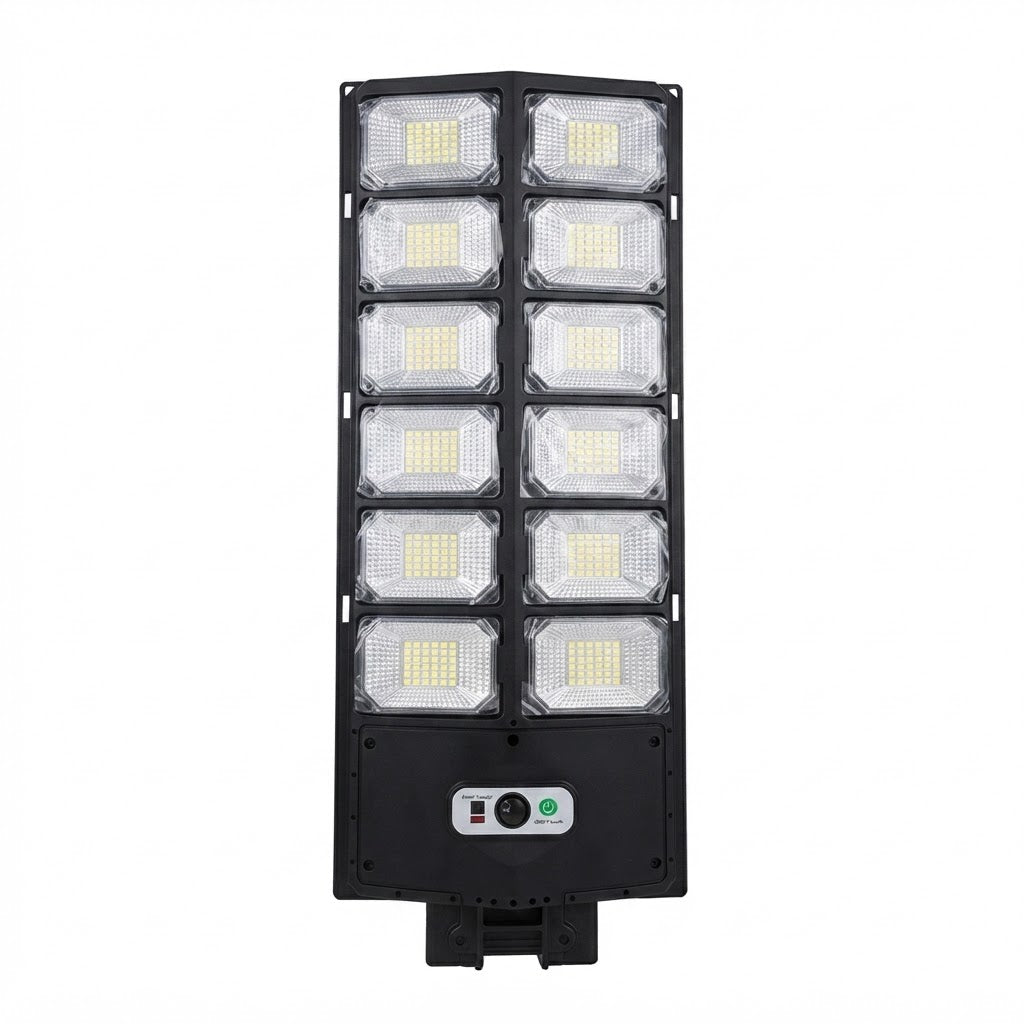 Lámpara o farola solar LED para exteriores cuenta con 12 paneles de iluminación independientes.