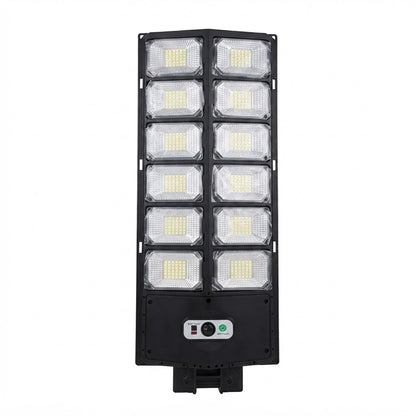 Lámpara o farola solar LED para exteriores cuenta con 12 paneles de iluminación independientes.