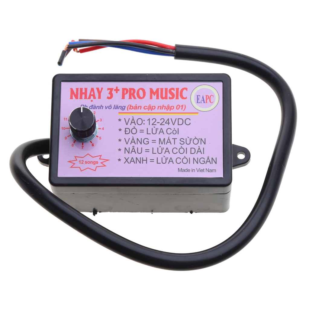 Controlador de bocina de vehículo, diseñado para operar con voltajes de 12-24VDC.