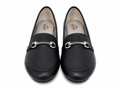 Zapatos Loafer Elegantes para Mujer con Herraje Metálico – Flats Casual/Formal Color Negro. (talla 8)