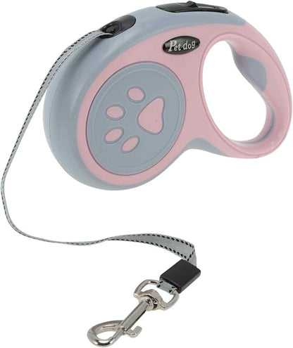 Correa retráctil para perros con mango ergonómico y diseño de huella