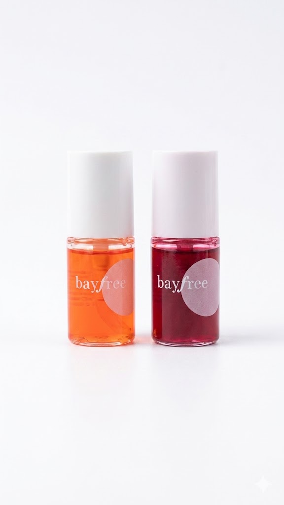 Conjunto de tintes labiales de larga duración, disponibles en tonos vibrantes como "Watermelon" y "Raspberry".