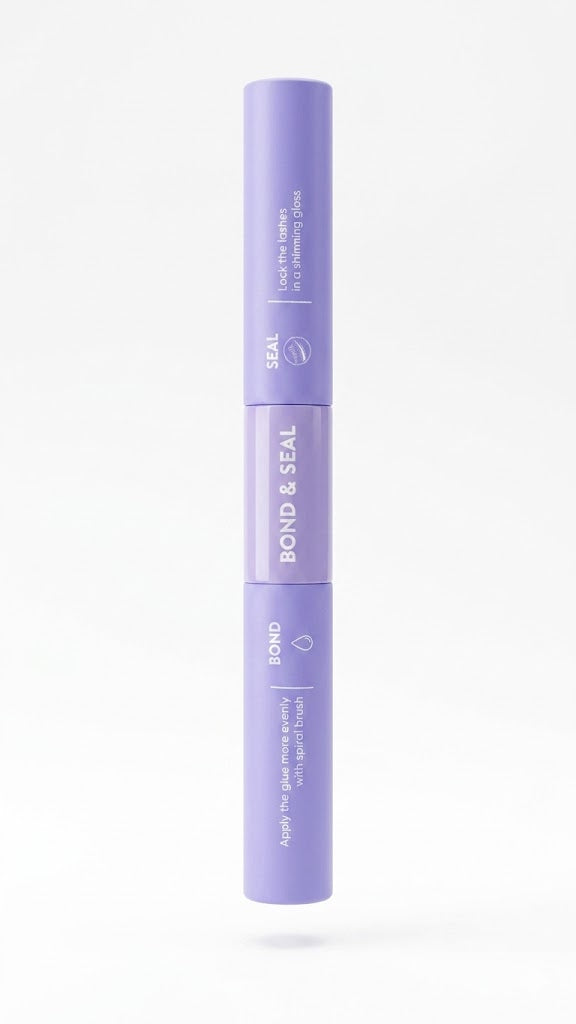 Herramienta de unión y sellado de pestañas postizas de doble punta en color lavanda.
