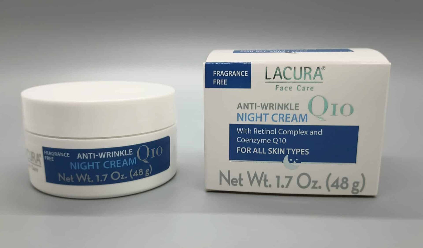 Crema de noche antiarrugas  fragancia en un frasco de 1.7 onzas,  Contiene coenzima Q10, retinol y un complejo hidratante para ayudar a reducir la apariencia de líneas finas y arrugas.