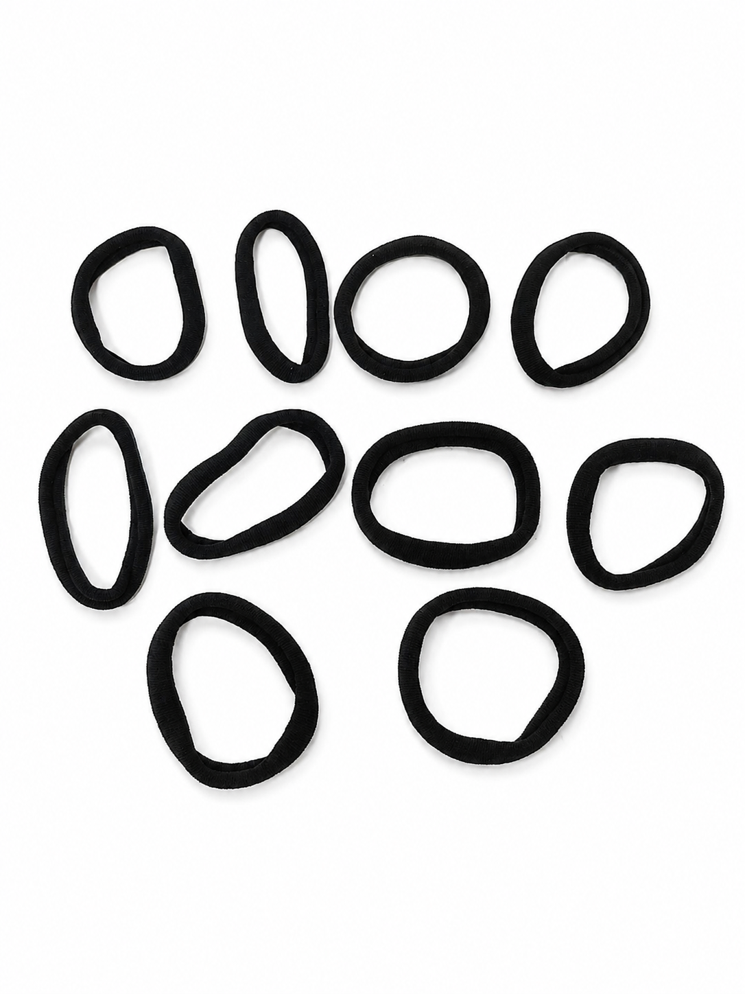 Juego de 9 Bandas Elásticas Negras para Cabello sin Costuras.