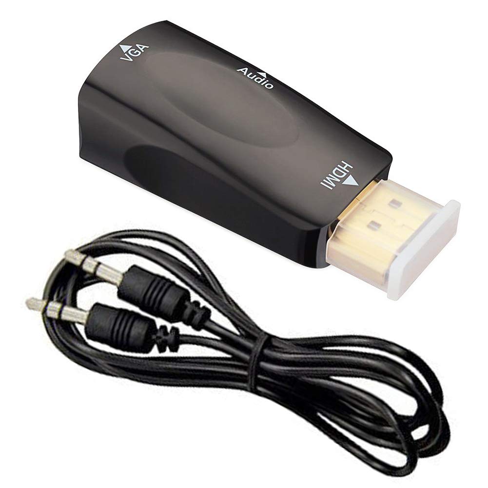 Adaptador de video activo que convierte una señal digital HDMI en una señal analógica VGA.