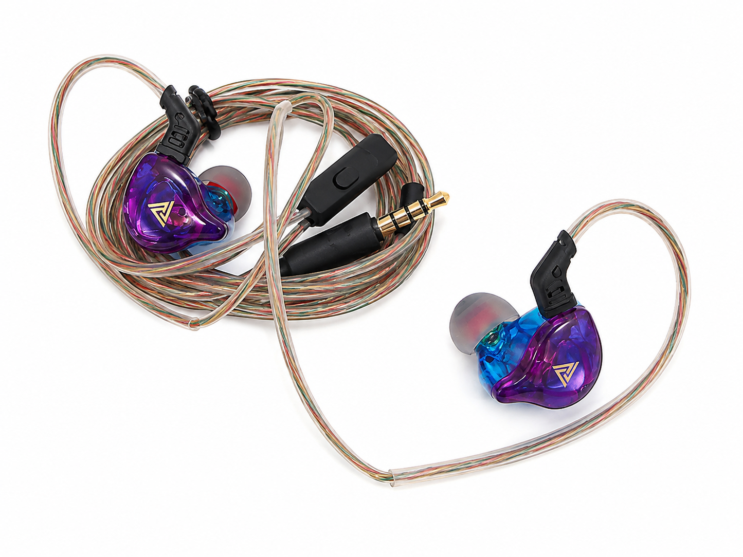Auriculares Intrauditivos con Cable Desmontable y Conector de 3.5 mm Color Morado y Azul.