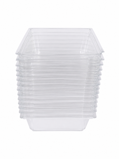 Recipientes Transparentes de Plástico Apilables para Almacenamiento y Organización.