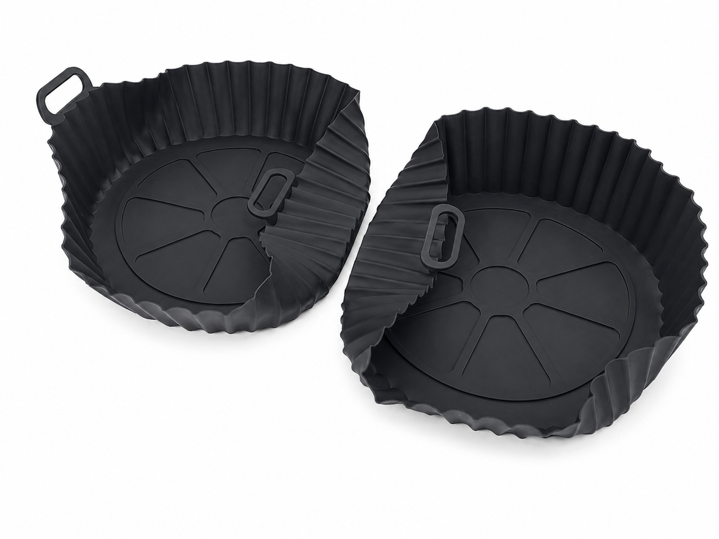 Juego de Moldes Reutilizables de Silicona para Freidora de Aire con Asas, Color Negro.
