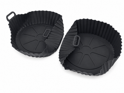 Juego de Moldes Reutilizables de Silicona para Freidora de Aire con Asas, Color Negro.