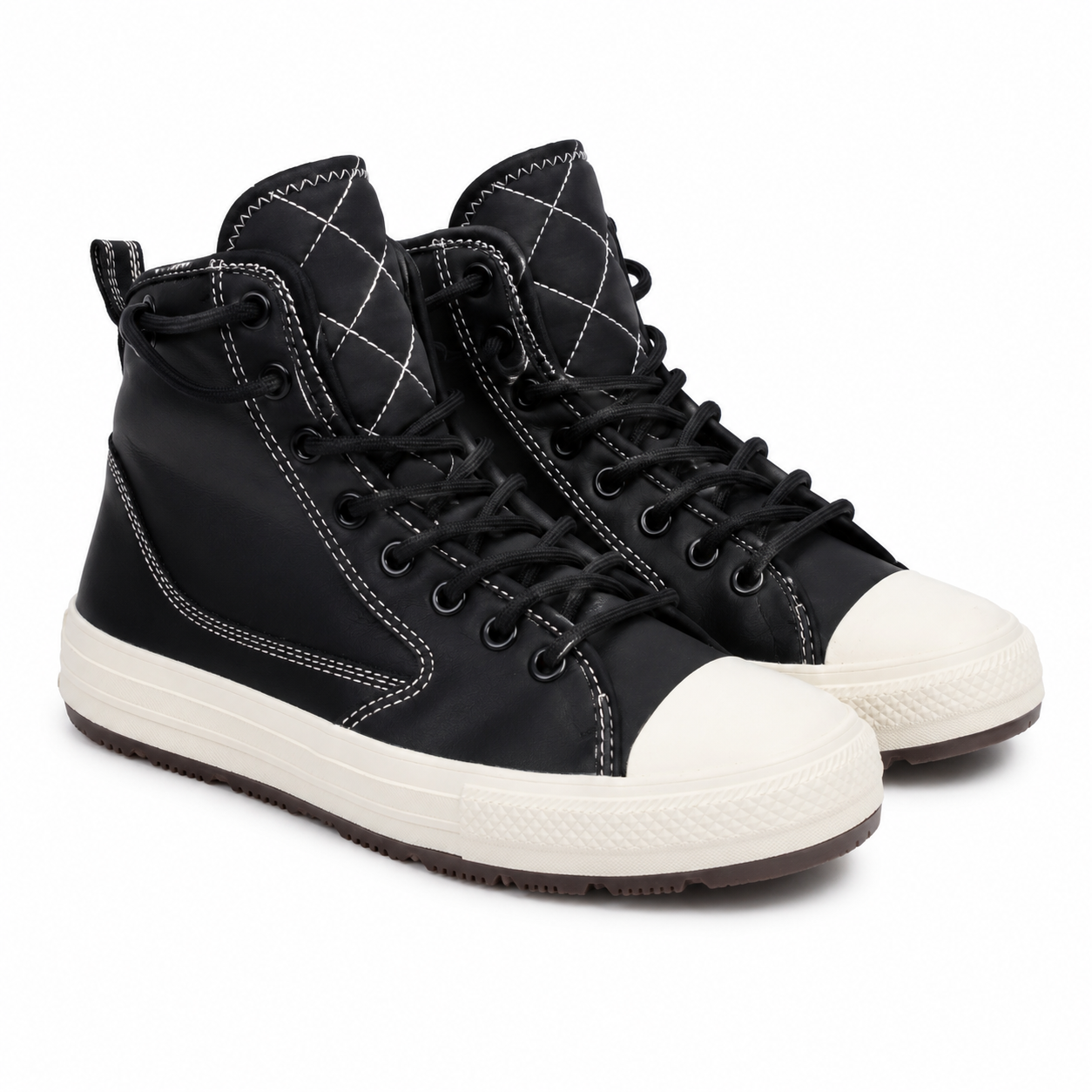 Botas Casuales de Caña Alta Color Negro con Suela Antideslizante, Talla 8.