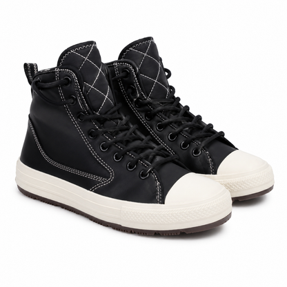 Botas Casuales de Caña Alta Color Negro con Suela Antideslizante, Talla 8.