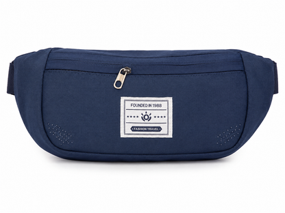 Riñonera deportiva ajustable con bolsillo frontal con cierre.