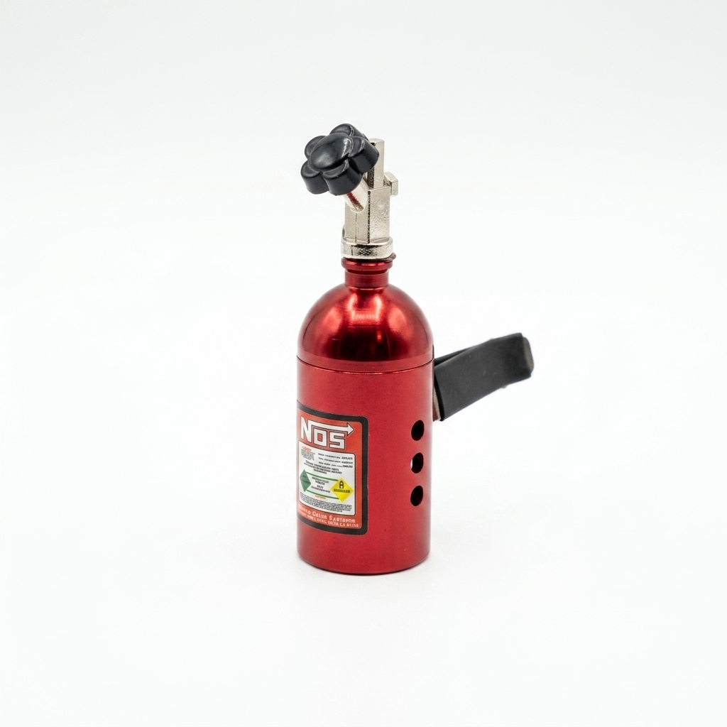 Ambientador con forma de botella de nitro, rojo.