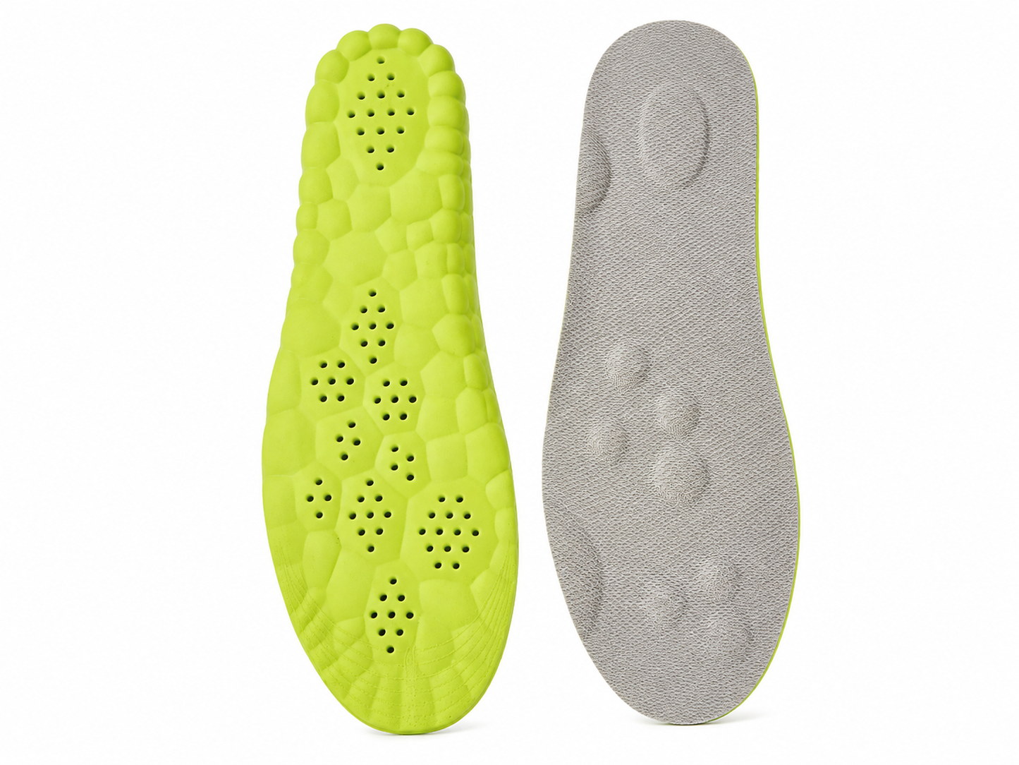 Plantillas ergonómicas para calzado con diseño transpirable color verde y gris, talla 48.
