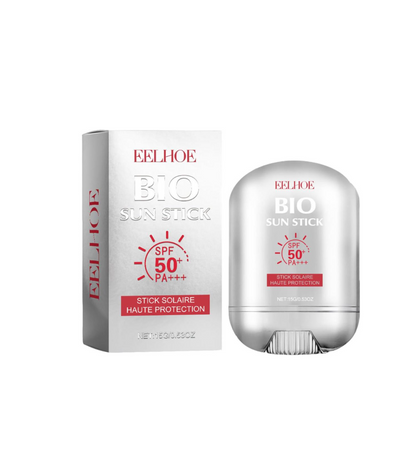 Protector solar en barra marca EELHOE con un factor de protección solar SPF 50+.