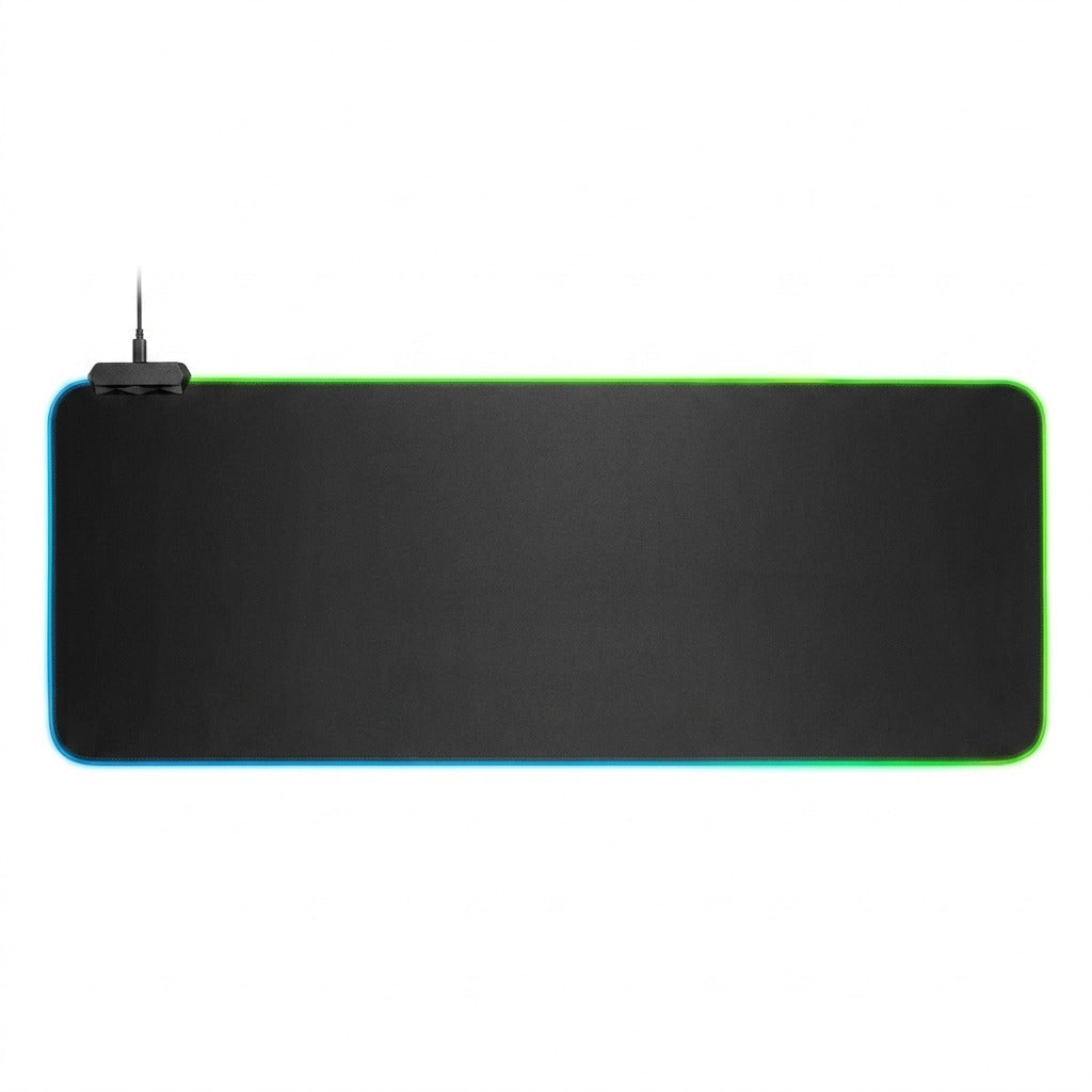 Tapete de escritorio extragrande desk mat o mousepad extendido con luces RGB.