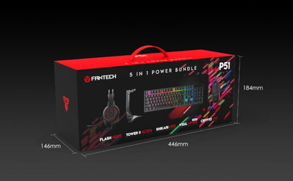 Kit Gamer 5 en 1 con Teclado, Mouse, Auriculares, Mouse Pad y Soporte para Auriculares.