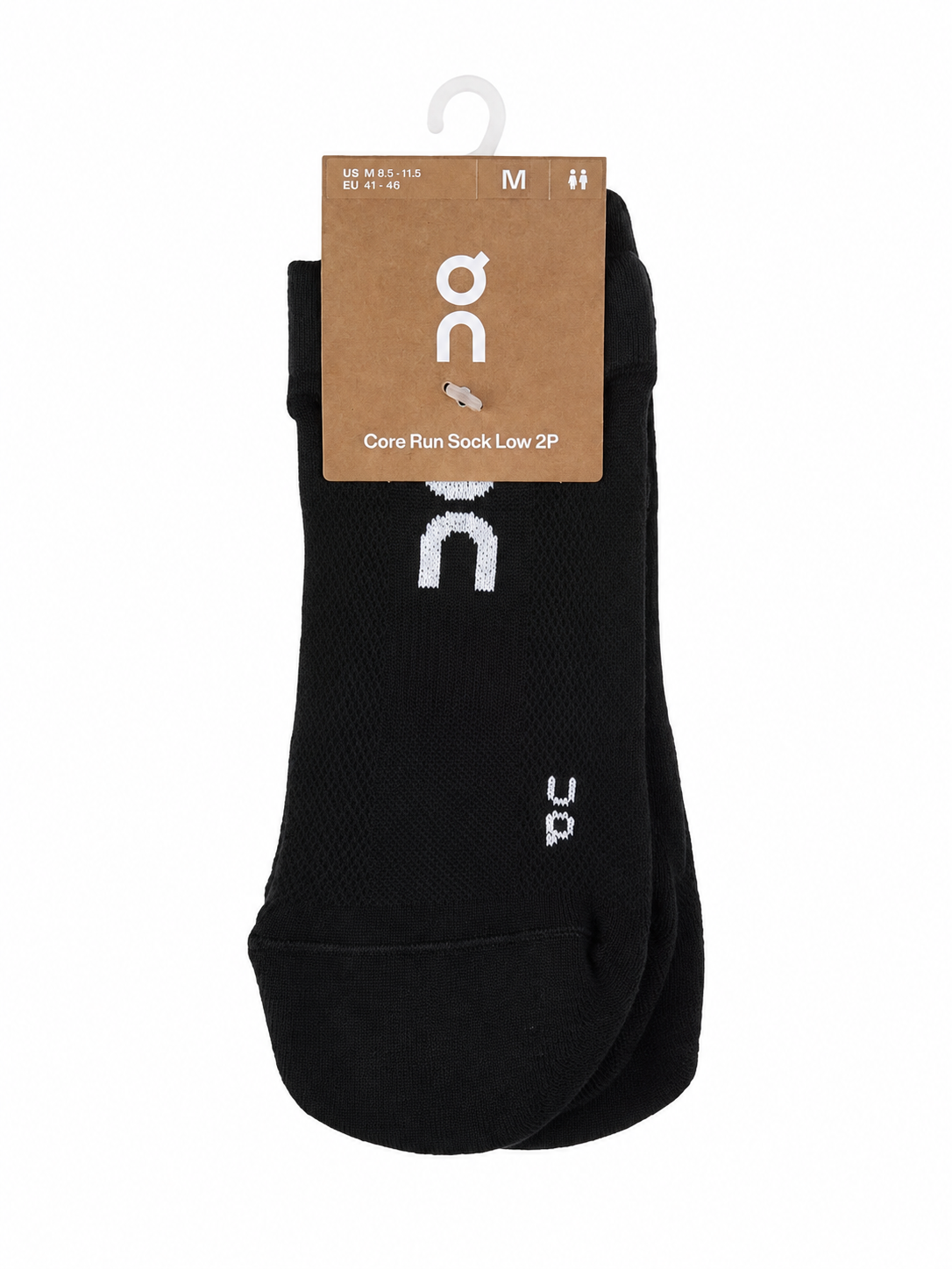 Juego de calcetines deportivos bajos de alto rendimiento, color negro, paquete de 2 pares.