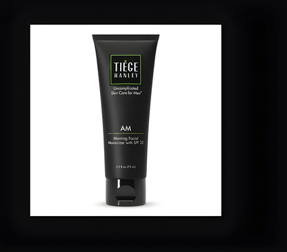 Hidratante facial matutino  con FPS 20 para hombres en un tubo negro de 0.75 oz.