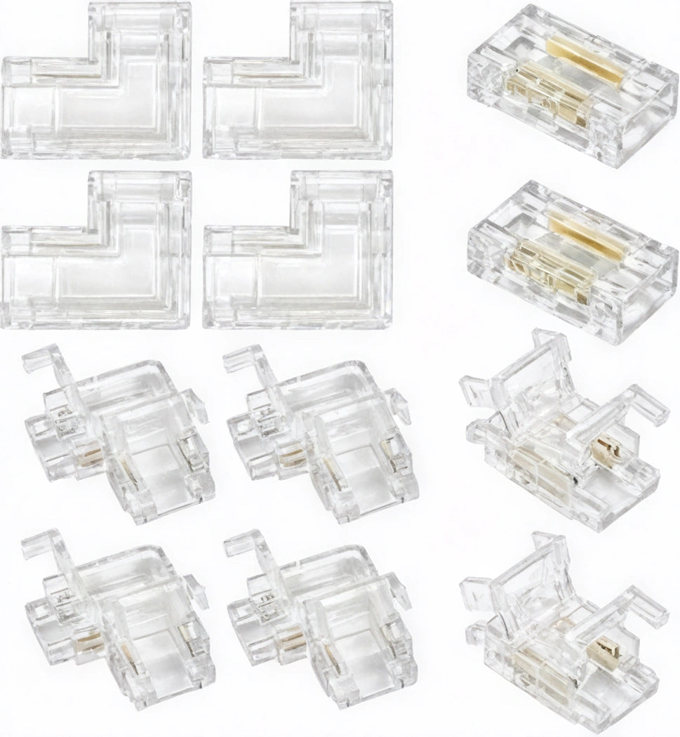 Pack de conectores en forma de L para tiras LED COB de 8 mm.