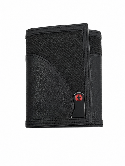 Cartera Plegable para Hombre con Múltiples Compartimentos Color Negro.
