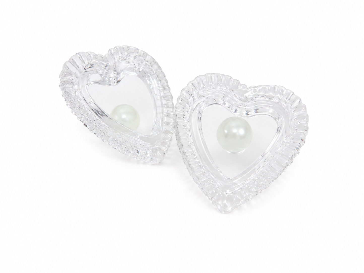 Recipientes decorativos transparentes en forma de corazón con tapa, juego de 2 piezas.