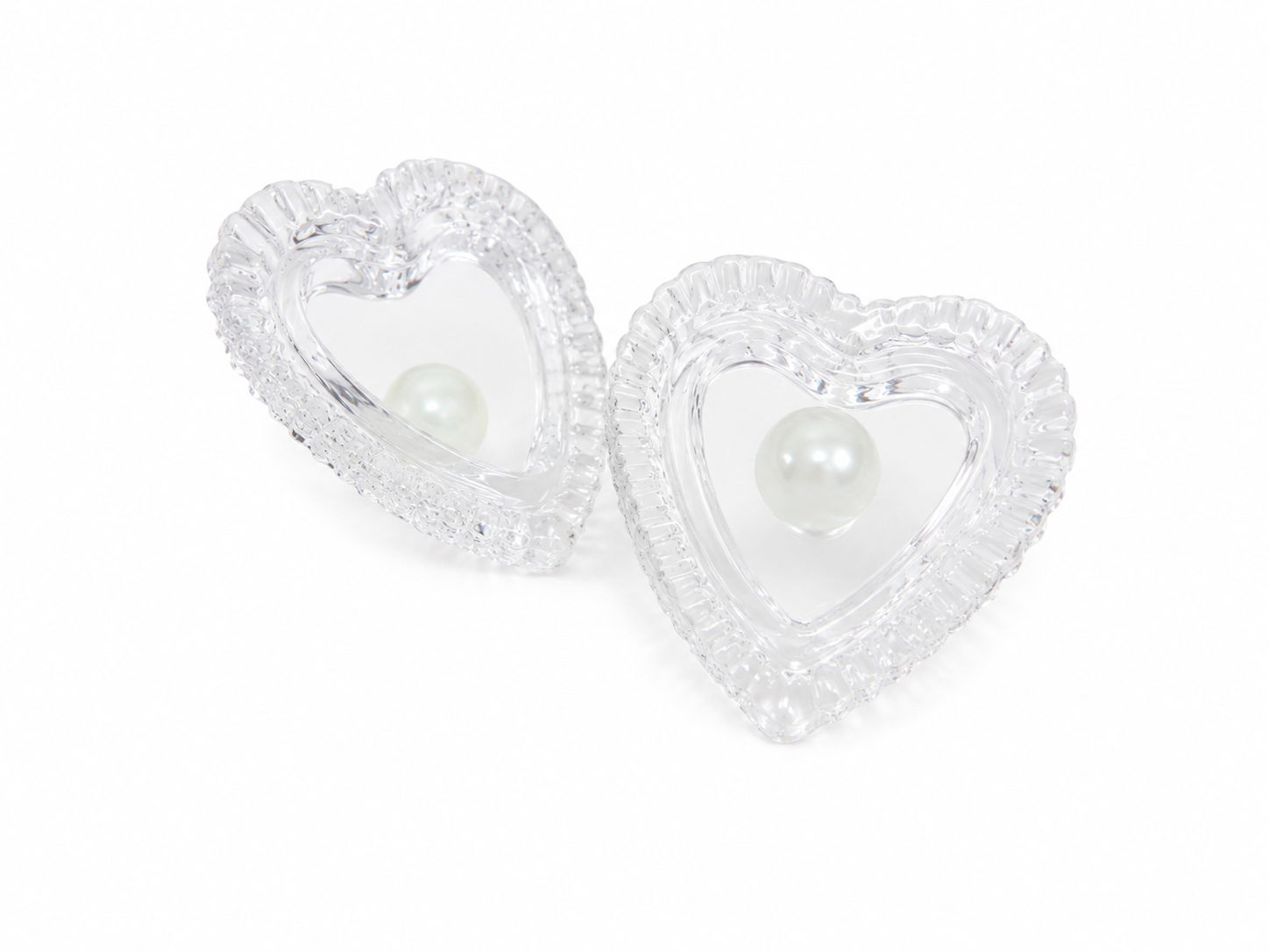 Recipientes decorativos transparentes en forma de corazón con tapa, juego de 2 piezas.