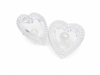 Recipientes decorativos transparentes en forma de corazón con tapa, juego de 2 piezas.