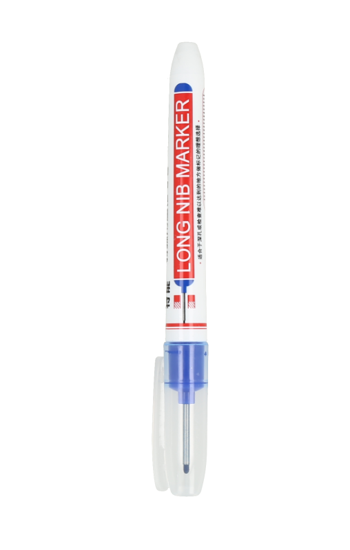 Rotulador de punta larga, con tinta azul resistente al agua y secado rápido.