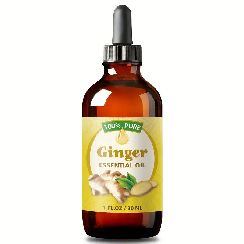 Aceite esencial de jengibre puro al 100% que se utiliza comúnmente para el cuidado del cabello y el cuero cabelludo.
