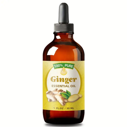 Aceite esencial de jengibre puro al 100% que se utiliza comúnmente para el cuidado del cabello y el cuero cabelludo.