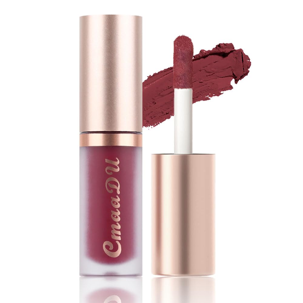Labial líquido  en un tono rojo intenso.