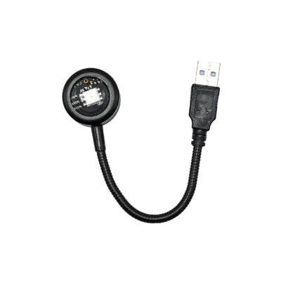 Lámpara proyector de atardecer portátil con cuello flexible y conexión USB.