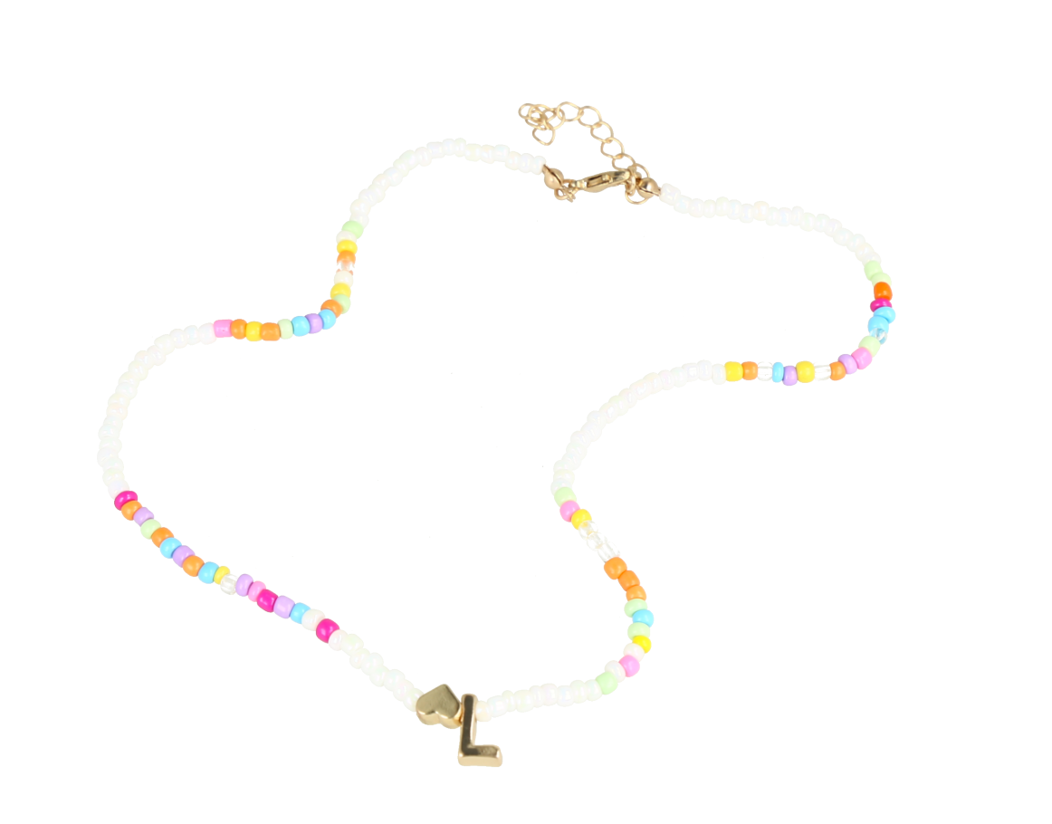 Collar para niña con dige corazon y letra L