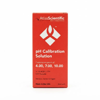 Caja de 3 sobres de solución de calibración de pH 4.00 diseñada para asegurar lecturas de alta precisión en sensores y medidores de pH.